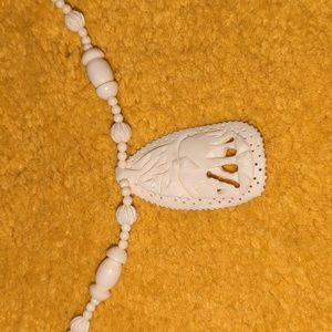 Vintage Carved Bone Elephant Necklace 20"
